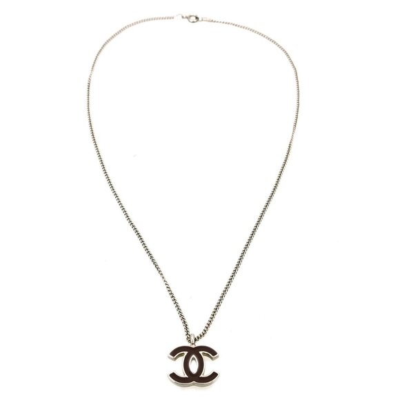 Chanel Chain Necklace Silver Brown - Picture 1 of 4